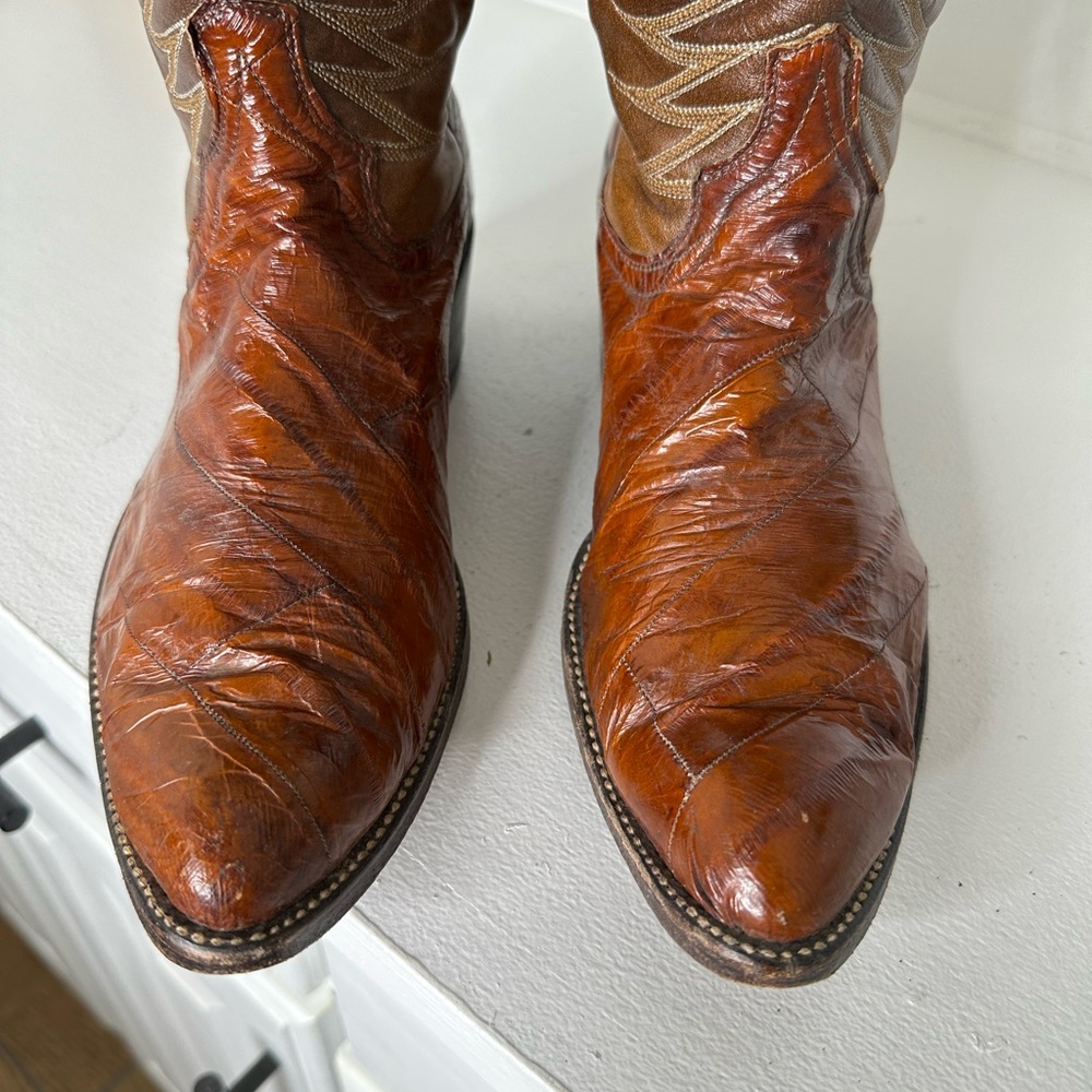 Vintage Dan Post Cowboy Boots – Women’s Size 7.5– Two-Tone Teju Lizard - Picture 3 of 10